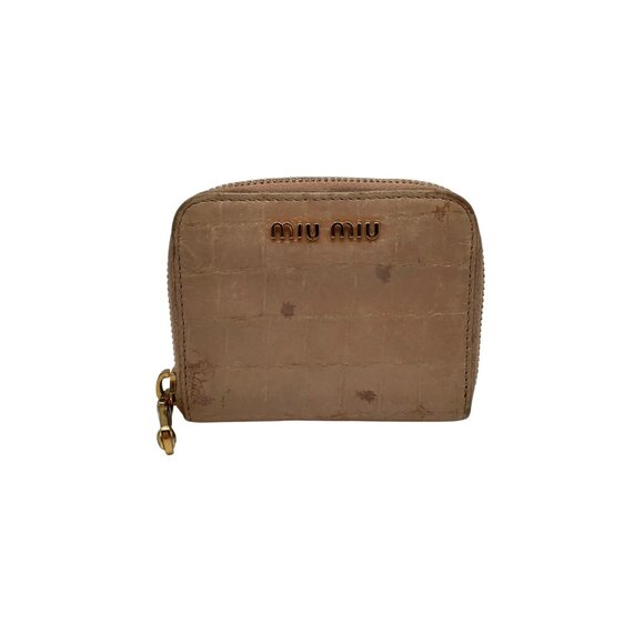 Mui Mui Beige Crocodile Print Bi-Fold Wallet - Picture 1 of 11